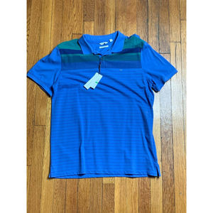 Calvin Klein Liquid Touch Polo Blue Striped Large NWT